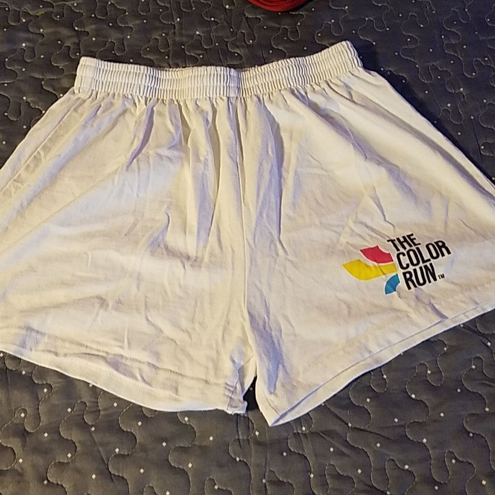 The Color Run white cotton "Color This" shorts size XL